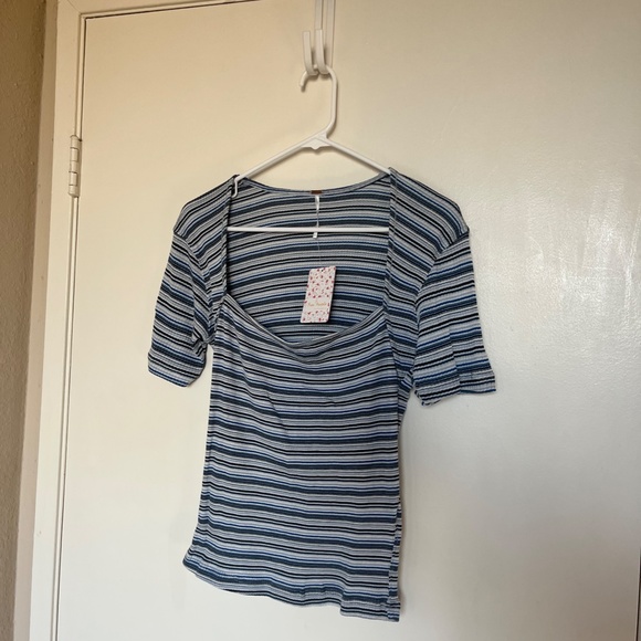 NWT Free People Square Neck Striped Top - Picture 2 of 7